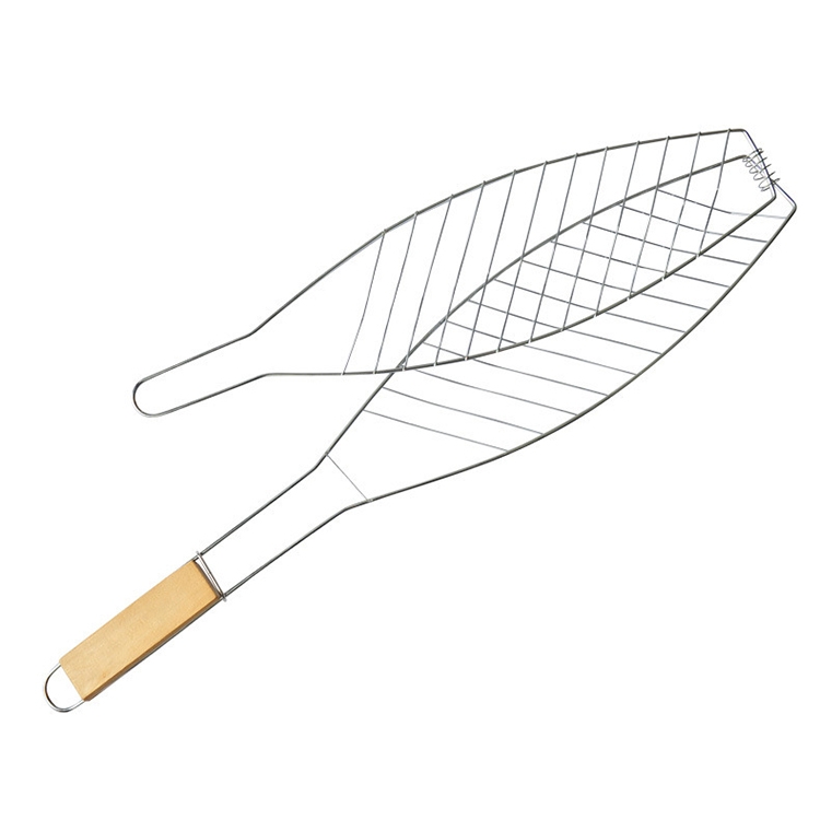 Chrome Plated Wooden Handle Single Fish Barbecue Net Clip Outdoor Grilled Fish Clip Barbecue Tool
Chrome Plated Wooden Handle Single Fish Barbecue Net Clip Outdoor Grilled Fish Clip Barbecue Tool