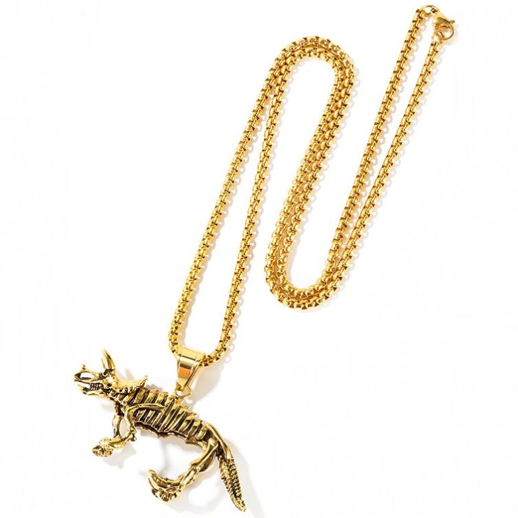 OPK 1669 Retro Dinosaur Skeleton Pendant Personality Men Titanium Steel Unicorn Necklace, Color:Gold Pendant+Chain
OPK 1669 Retro Dinosaur Skeleton Pendant Personality Men Titanium Steel Unicorn Necklace, Color:Gold Pendant+Chain