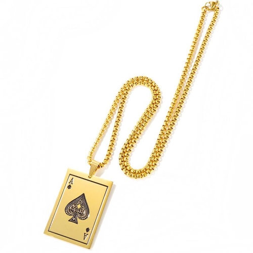 OPK 1670 All-match Titanium Steel Spade A Playing Card Pendant Personality Men Necklace, Color:Gold Pendant+Chain
OPK 1670 All-match Titanium Steel Spade A Playing Card Pendant Personality Men Necklace, Color:Gold Pendant+Chain