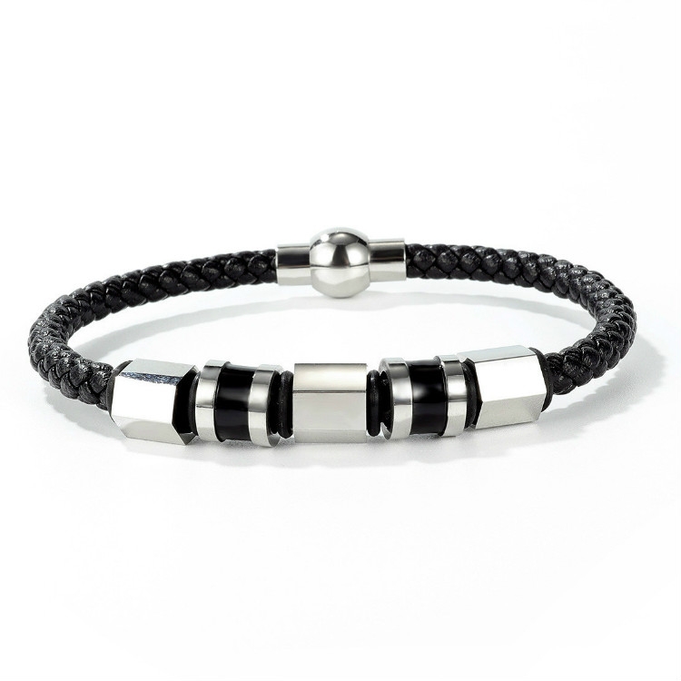 OPK 1399 Braided Leather Rope Bracelet Men Titanium Steel Bracelet, Color:Steel Color
OPK 1399 Braided Leather Rope Bracelet Men Titanium Steel Bracelet, Color:Steel Color
