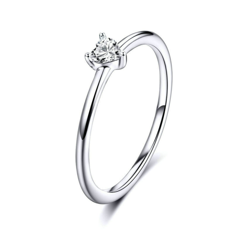 S925 Sterling Silver Ring Platinum Plated Heart Clear Ring, Size: 7 US Size
S925 Sterling Silver Ring Platinum Plated Heart Clear Ring, Size: 7 US Size