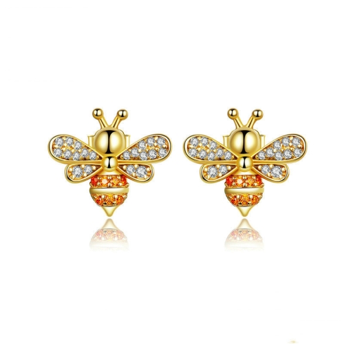 S925 Sterling Silver Earrings Golden Bee Inlaid Zircon Sterling Silver Stud Earrings
S925 Sterling Silver Earrings Golden Bee Inlaid Zircon Sterling Silver Stud Earrings