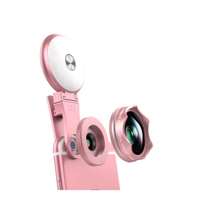 3 in 1 Wide Angle + Macro + Fill Light Mobile Phone SLR Camera Lens(Rose Gold)
3 in 1 Wide Angle + Macro + Fill Light Mobile Phone SLR Camera Lens(Rose Gold)