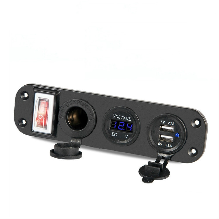 12V-24V Universal Car / Yacht Mobile Phone Charger Modification Ddual USB Panel with Switch(Blue Light)
12V-24V Universal Car / Yacht Mobile Phone Charger Modification Ddual USB Panel with Switch(Blue Light)
