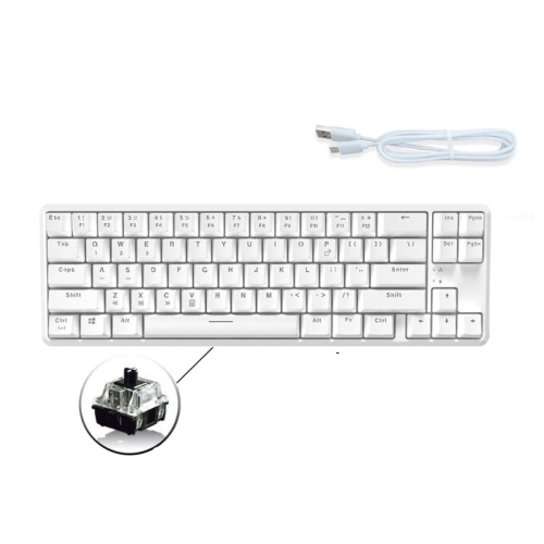 

Ajazz K680T Mini USB Wired Dual-mode Charging 68-keys Laptop Bluetooth Mechanical Keyboard, Cable Length: 1.6m, Style:Black Shaft(White)