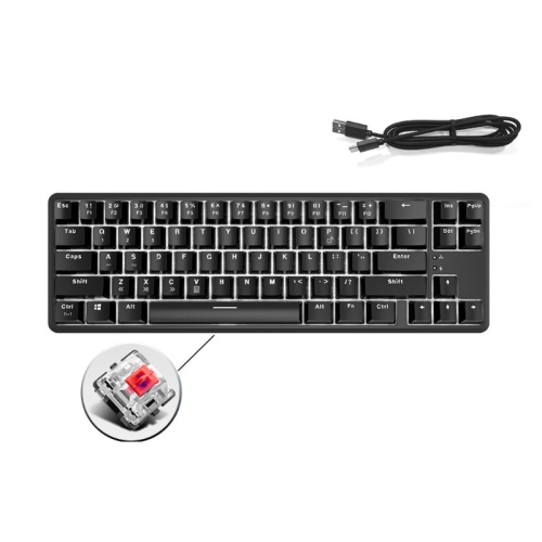 

Ajazz K680T Mini USB Wired Dual-mode Charging 68-keys Laptop Bluetooth Mechanical Keyboard, Cable Length: 1.6m, Style:Red Shaft(Black)