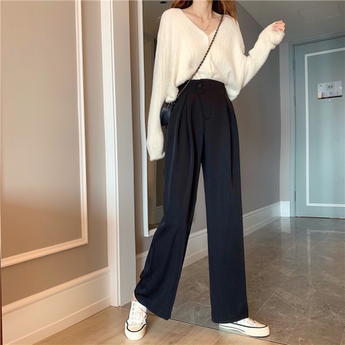 High Waist Slimming Casual Loose Loose All-Match Solid Color Suit Pants Women Wide-Leg Trousers, Size: L(Black)
High Waist Slimming Casual Loose Loose All-Match Solid Color Suit Pants Women Wide-Leg Trousers, Size: L(Black)