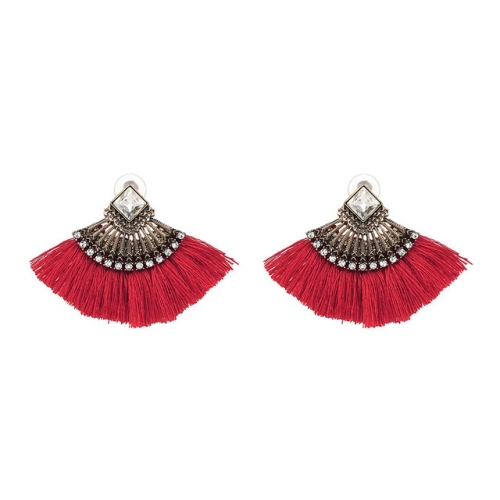 Women Earrings Accessories Fan Shaped Handmade Tassels Fringed Earrings Ethnic Jewelry(Red)
Women Earrings Accessories Fan Shaped Handmade Tassels Fringed Earrings Ethnic Jewelry(Red)