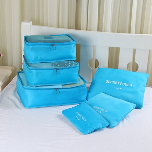 

30 Sets Oxford Cloth Travel Mesh Bag Luggage Organizer Cube Clothing Organiser (1 Set=6 PCS)(Light blue)