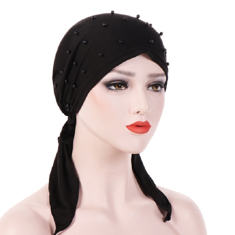 Women Pure Color Beaded Stretch Turban Hat Wrap Hat, Size: M(56-58cm)(Black)
Women Pure Color Beaded Stretch Turban Hat Wrap Hat, Size: M(56-58cm)(Black)