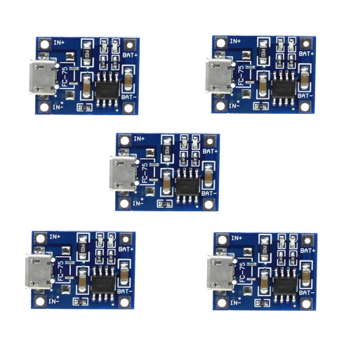 

5 PCS TP4056 Charging Board Module Micro USB Interface Microphone USB for 1A Lithium Battery