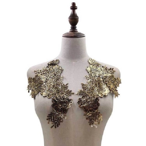 Gold 1 Pair Three-dimensional Hollow Flower Embroidery Collar Flower DIY Clothing Accessories, Unilateral Size: About 30 x 18cm
Gold 1 Pair Three-dimensional Hollow Flower Embroidery Collar Flower DIY Clothing Accessories, Unilateral Size: About 30 x 18cm
