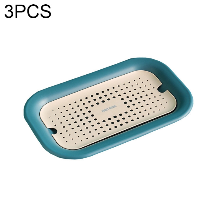 3 PCS Double Drain Fruit Tray Household Rectangular Water Cup Tray Vegetable Cleaning Drain Basket(Dark Blue)
3 PCS Double Drain Fruit Tray Household Rectangular Water Cup Tray Vegetable Cleaning Drain Basket(Dark Blue)