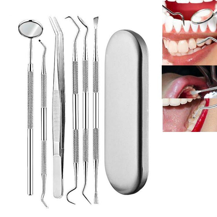6 in 1 Silver Box Stainless Steel Dental Tools Dental Care Tartar Tool Dentist Tool Set
6 in 1 Silver Box Stainless Steel Dental Tools Dental Care Tartar Tool Dentist Tool Set