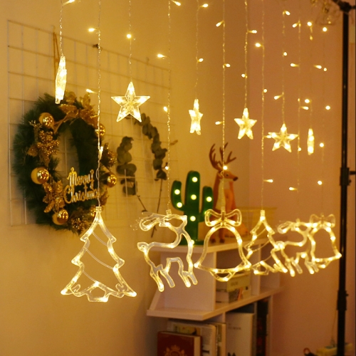 LED Curtain Lights Christmas Decoration Bell And Deer String Lights, Power Supply:Battery Box with RC(Warm White Light)
LED Curtain Lights Christmas Decoration Bell And Deer String Lights, Power Supply:Battery Box with RC(Warm White Light)