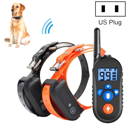 

800m Remote Control Electric Shock Bark Stopper Vibration Warning Pet Supplies Electronic Waterproof Collar Dog Training Device, Style:556-2(US Plug)