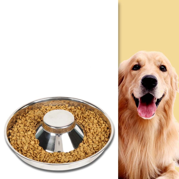 Pet Dog Food Bowl Dog Food Bowl Stainless Steel Slow Food Bowl Pet Supplies, Size:34cm 
Pet Dog Food Bowl Dog Food Bowl Stainless Steel Slow Food Bowl Pet Supplies, Size:34cm