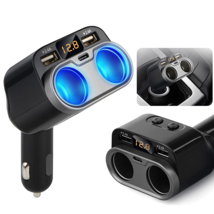 C47 Car Charger Cigarette Lighter Dual USB Type-C With Switch And Voltage Display
C47 Car Charger Cigarette Lighter Dual USB Type-C With Switch And Voltage Display