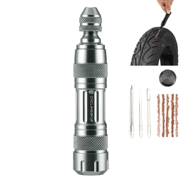 CYCLINGBOX Mountain Bike Vacuum Aluminum Alloy Tire Repair Tool Bicycle Repair Integrated Storage Design Tool(Silver)
CYCLINGBOX Mountain Bike Vacuum Aluminum Alloy Tire Repair Tool Bicycle Repair Integrated Storage Design Tool(Silver)