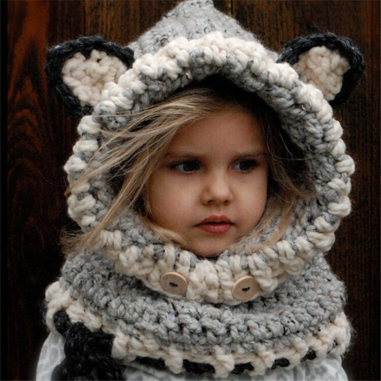 Autumn and Winter Cute Cartoon Ear-shaped Knitted Woolen Hat Children Shawl Hooded Hat(Gray) 
Autumn and Winter Cute Cartoon Ear-shaped Knitted Woolen Hat Children Shawl Hooded Hat(Gray)