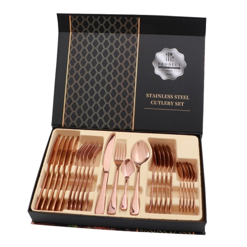 24 in 1 Stainless Steel Tableware Western Steak Cutlery Gift Set, Color: Rose Gold
24 in 1 Stainless Steel Tableware Western Steak Cutlery Gift Set, Color: Rose Gold