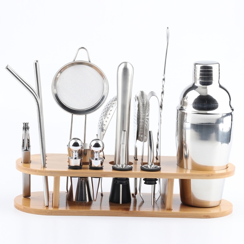 18 in 1 Stainless Steel Cocktail Shaker Set, Oval Bamboo Base, Bar Tool Set, Specification: 750ml
18 in 1 Stainless Steel Cocktail Shaker Set, Oval Bamboo Base, Bar Tool Set, Specification: 750ml