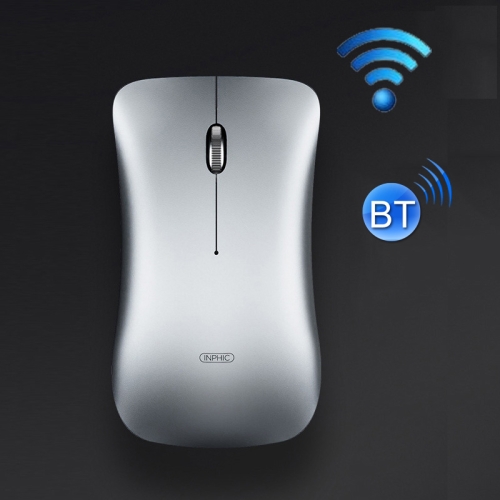 

Inphic PM9 2400 DPI 4 Keys Office Computer Four-Way Wheel Silent Charging Wireless Mouse(2.4G+Bluetooth 5.0+Bluetooth 4.0 Space Silver)
