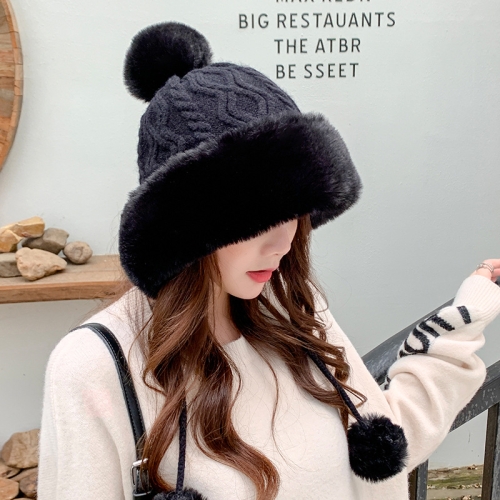 Autumn and Winter Ladies Cotton and Cashmere Skullcap Three Fur Balls Cute Plus Velvet Thickening Pure Color Knitted Hat, Size: Free Size(Black)
Autumn and Winter Ladies Cotton and Cashmere Skullcap Three Fur Balls Cute Plus Velvet Thickening Pure Color Knitted Hat, Size: Free Size(Black)