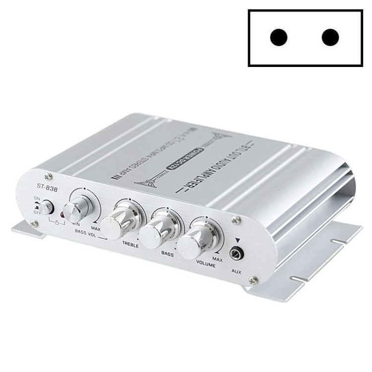 ST-838 Mini Digital Hi-Fi 2.1 Channel Power Amplifier Stereo Bass Audio Player CD MP3 MP4 PC Speaker EU Plug
ST-838 Mini Digital Hi-Fi 2.1 Channel Power Amplifier Stereo Bass Audio Player CD MP3 MP4 PC Speaker EU Plug