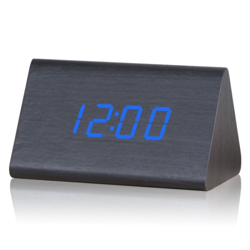 Mute Luminous Electronic Clock Wooden Sound Control Small Triangle Alarm Clock Black Wood Blue Light
Mute Luminous Electronic Clock Wooden Sound Control Small Triangle Alarm Clock Black Wood Blue Light