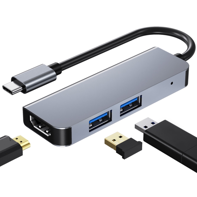 3 In 1 USB-C / Type-C To 4K HDMI + 2 USB 3.0 Ports Multifunctional HUB Docking Station
3 In 1 USB-C / Type-C To 4K HDMI + 2 USB 3.0 Ports Multifunctional HUB Docking Station