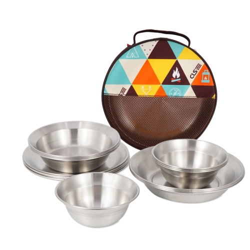 16 PCS / Set CLS Outdoor Stainless Steel Tableware Portable Camping Dinner Bowl Plate Kit
16 PCS / Set CLS Outdoor Stainless Steel Tableware Portable Camping Dinner Bowl Plate Kit