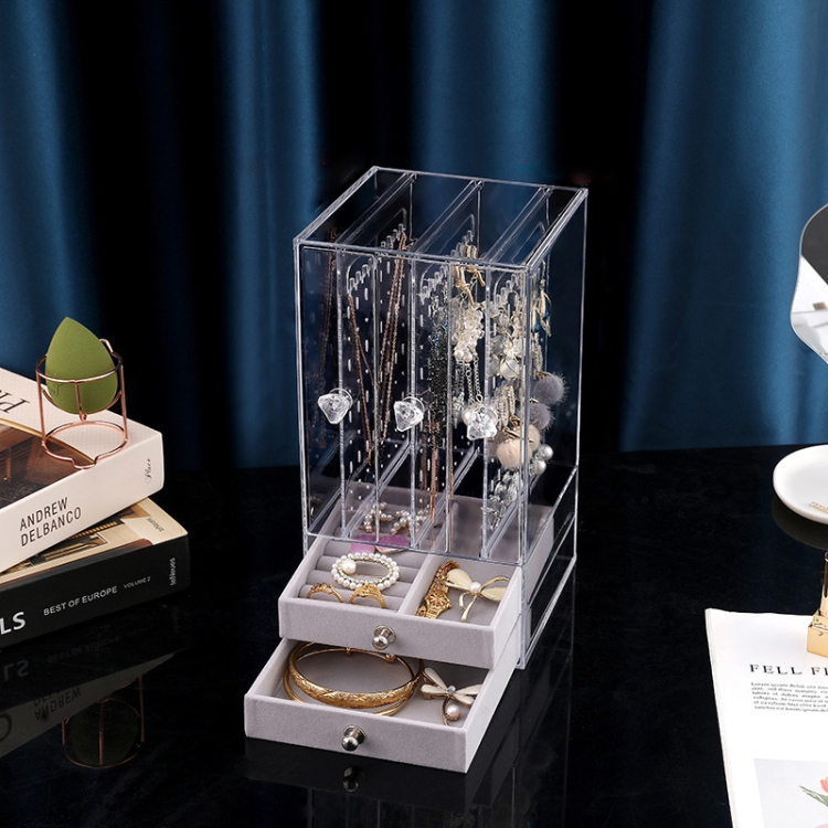 Earrings Necklace Jewelry Storage Box Transparent Large Capacity Jewelry Dressing Table Display Shelf,Style: 3 Doors + 2 Drawers (Transparent)
Earrings Necklace Jewelry Storage Box Transparent Large Capacity Jewelry Dressing Table Display Shelf,Style: 3 Doors + 2 Drawers (Transparent)