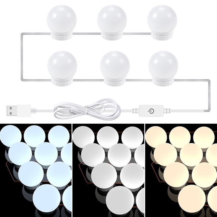 3 Color Temperature Mirror Front Lamp USB Simple Bathroom Makeup Light Bulbs, Power source: 6 LEDs
3 Color Temperature Mirror Front Lamp USB Simple Bathroom Makeup Light Bulbs, Power source: 6 LEDs