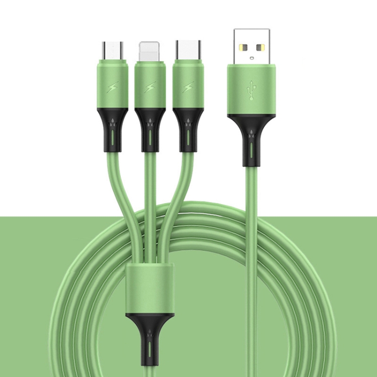 2 PCS ZZ034 USB To 8 Pin + USB-C / Type-C + Micro USB 3 In 1 Fast Charging Cable, Style: Silicone-Green
2 PCS ZZ034 USB To 8 Pin + USB-C / Type-C + Micro USB 3 In 1 Fast Charging Cable, Style: Silicone-Green