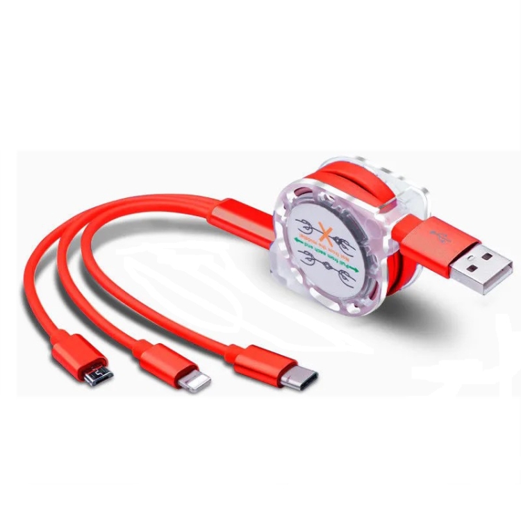 2 PCS ZZ034 USB To 8 Pin + USB-C / Type-C + Micro USB 3 In 1 Fast Charging Cable, Style: Retractable-Red
2 PCS ZZ034 USB To 8 Pin + USB-C / Type-C + Micro USB 3 In 1 Fast Charging Cable, Style: Retractable-Red