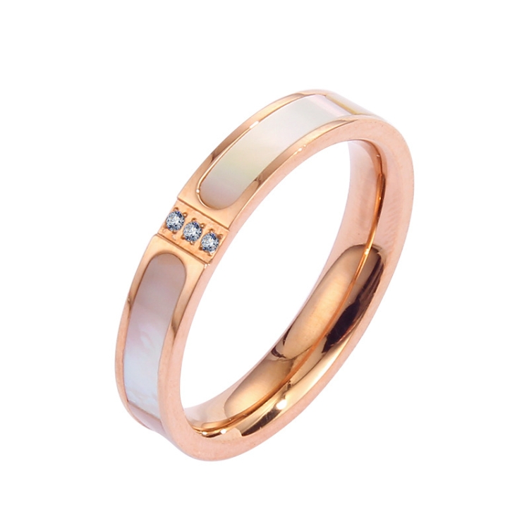 Three Diamonds Color Shell Diamond Ring Titanium Steel Gold-Plated Couple Ring, Size: 5 US Size(Rose Gold)
Three Diamonds Color Shell Diamond Ring Titanium Steel Gold-Plated Couple Ring, Size: 5 US Size(Rose Gold)