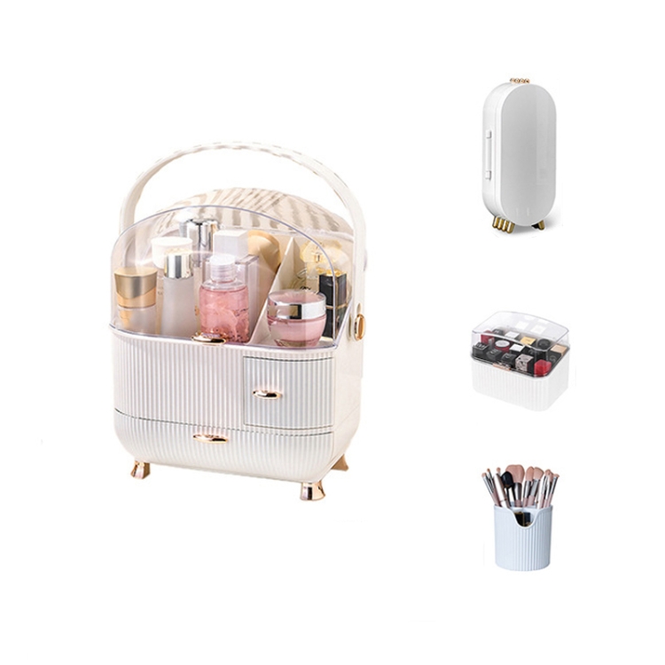 Cosmetic Storage Box Household Desktop Dustproof Large-Capacity Lipstick Skin Care Product Rack, Colour: White + Jewelry Box + Lipstick Box + Pen Brush
Cosmetic Storage Box Household Desktop Dustproof Large-Capacity Lipstick Skin Care Product Rack, Colour: White + Jewelry Box + Lipstick Box + Pen Brush