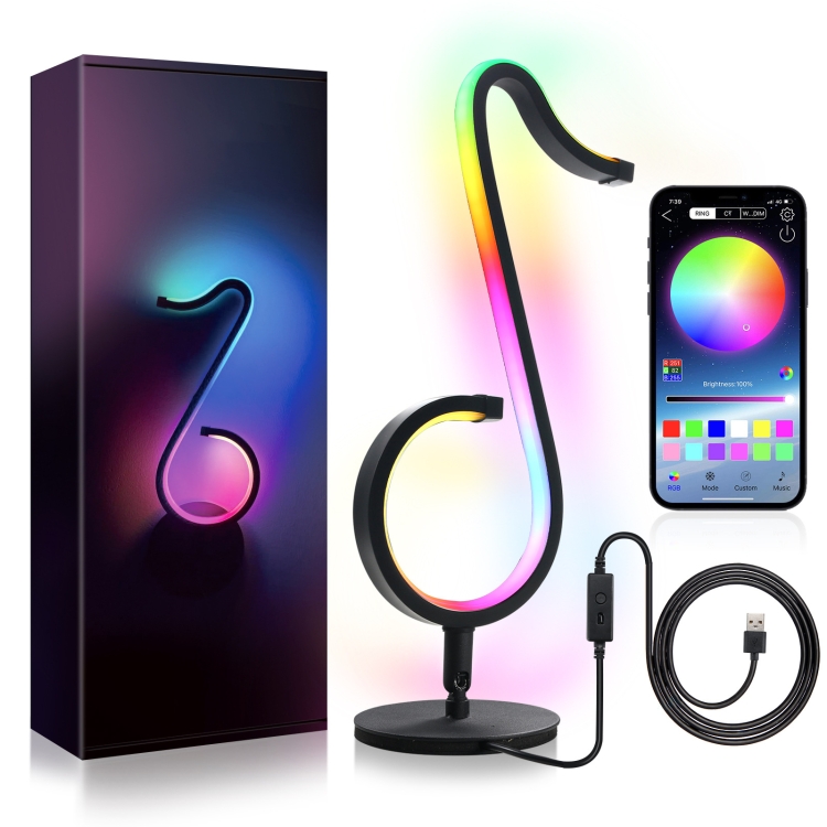 RGB Symphony Musical Note Shape Table Lamp APP + Remote Control Night Light Bedroom Bedside Wall Lamp( Black)
RGB Symphony Musical Note Shape Table Lamp APP + Remote Control Night Light Bedroom Bedside Wall Lamp( Black)