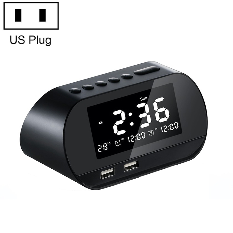 Dual USB Charge Alarm Smart Wireless Radio LCD Temperature Clock, Specification: US Plug(Black)
Dual USB Charge Alarm Smart Wireless Radio LCD Temperature Clock, Specification: US Plug(Black)