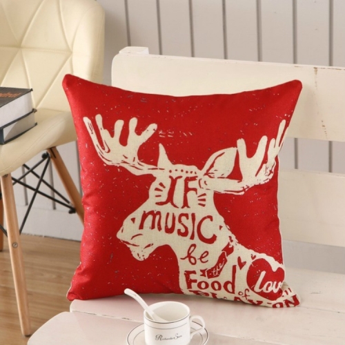 

45x45cm Merry Christmas Home Cartoon Decorative Pillows Case Cover Cushion Home Decor Without Core(English Deer Head Red)