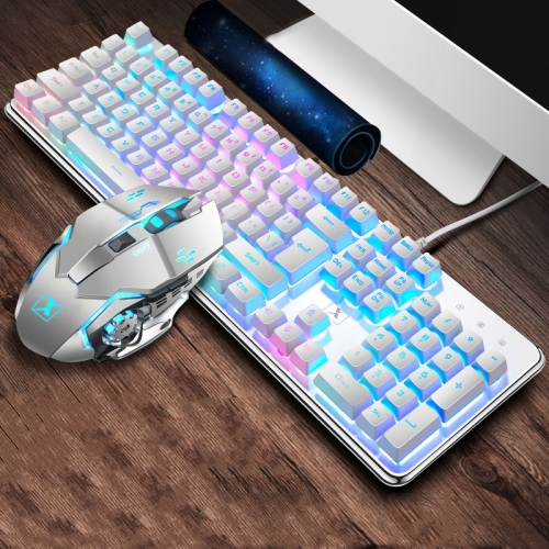 

XINMENG 620 Manipulator Feel Luminous Gaming Keyboard + Macro Programming Mouse Set, Colour: White Mixed Light Classic