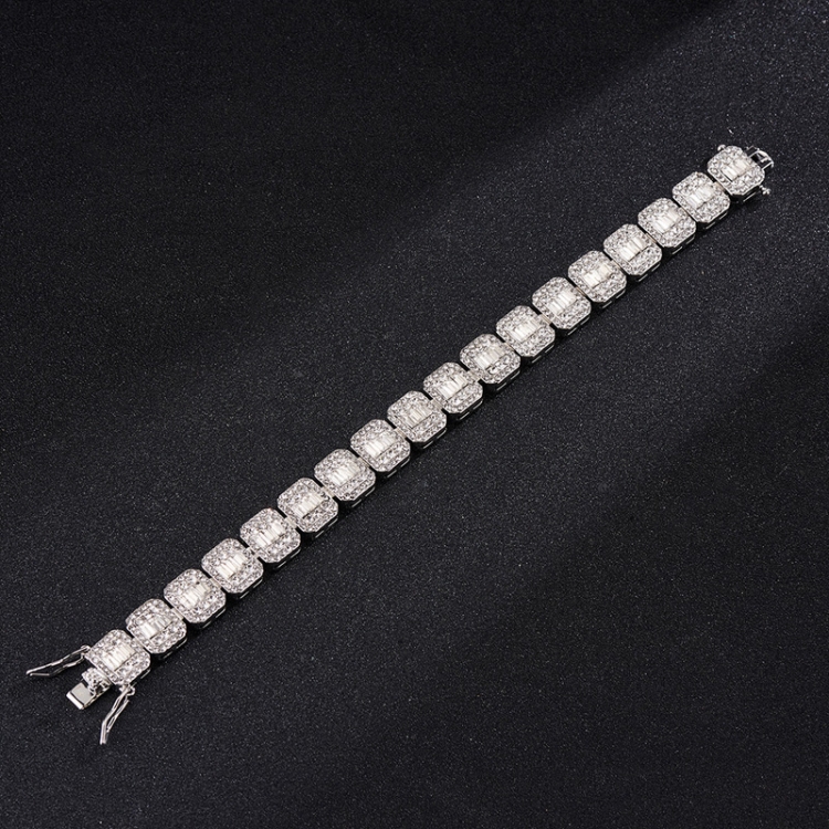 NL075H Street Hip Hop Square Rock Candy Necklace Bracelet, Size: 18cm (Silver)
NL075H Street Hip Hop Square Rock Candy Necklace Bracelet, Size: 18cm (Silver)
