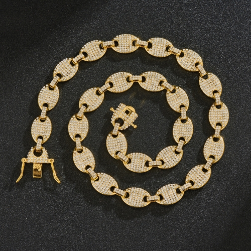 NL012 12mm Pig Nose Coffee Bean Hip Hop Necklace, Size: 8 Inches (Gold White Diamond)
NL012 12mm Pig Nose Coffee Bean Hip Hop Necklace, Size: 8 Inches (Gold White Diamond)