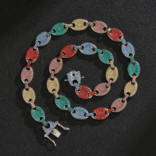 NL012 12mm Pig Nose Coffee Bean Hip Hop Necklace, Size: 24 Inches (Silver Colorful Diamond)
NL012 12mm Pig Nose Coffee Bean Hip Hop Necklace, Size: 24 Inches (Silver Colorful Diamond)