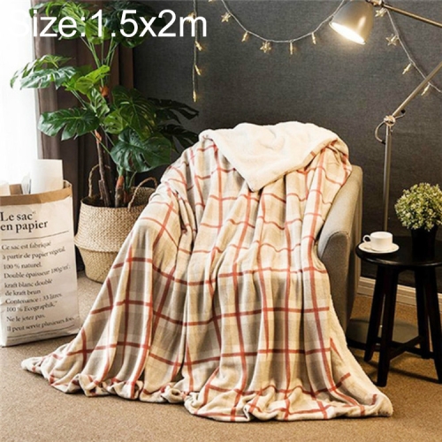 

Winter Sofa Blanket Double Thick Cashmere Coral Fleece Ofice Nap Blanket, Size:1.5x2m(Striped Grid)