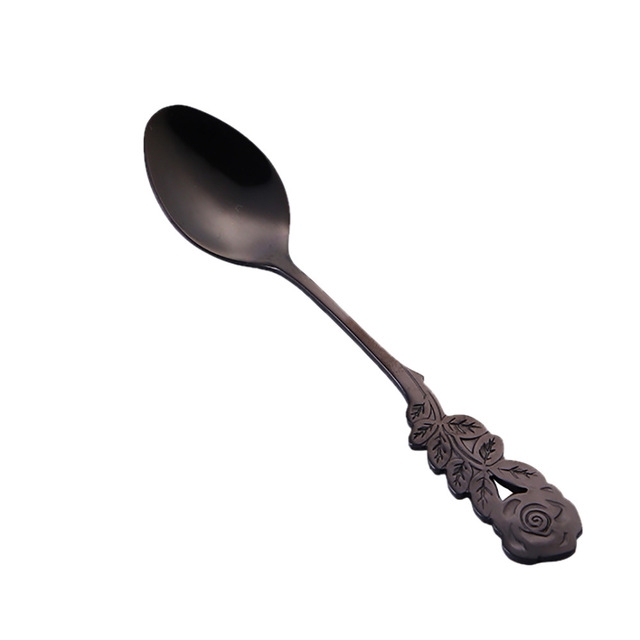 Small Mini Stainless Steel Rose Flower Coffee Spoon Strring Spoon Teaspoon Tea Spoon Dessert Spoon Long Handle Tableware(Black Gold)
Small Mini Stainless Steel Rose Flower Coffee Spoon Strring Spoon Teaspoon Tea Spoon Dessert Spoon Long Handle Tableware(Black Gold)