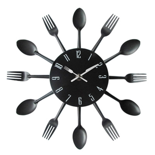 Cutlery Metal Kitchen Wall Clock Spoon Fork Creative Quartz Wall Mounted Clocks Modern Design Decorative Horloge Black
Cutlery Metal Kitchen Wall Clock Spoon Fork Creative Quartz Wall Mounted Clocks Modern Design Decorative Horloge Black