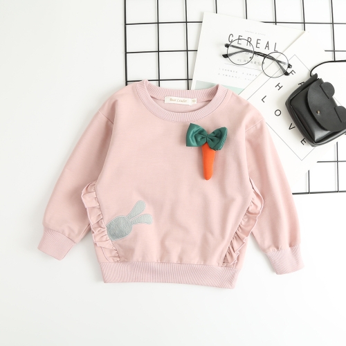 

Autumn Cartoon Rabbit Carrot Pullover Sweater Children Clothing, Height:130cm(Pink)