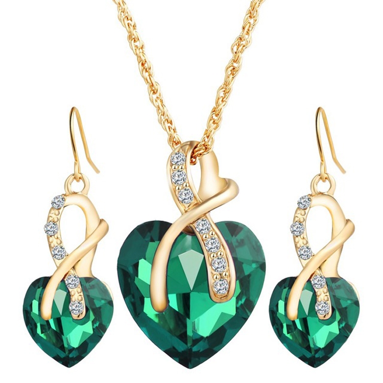 3 PCS / Set Women Heart Shaped Crystal Zircon Earring Necklace Jewelry Set(Green)
3 PCS / Set Women Heart Shaped Crystal Zircon Earring Necklace Jewelry Set(Green)